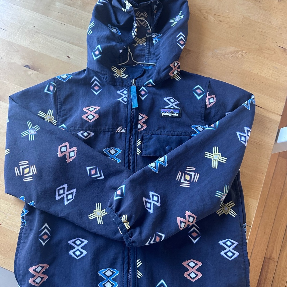 Patagonia Kids Raincoat - Navy with Multicolor Pattern